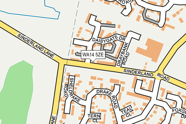 WA14 5ZE map - OS OpenMap – Local (Ordnance Survey) WA14 5ZE map - OS OpenMap – Local (Ordnance Survey)