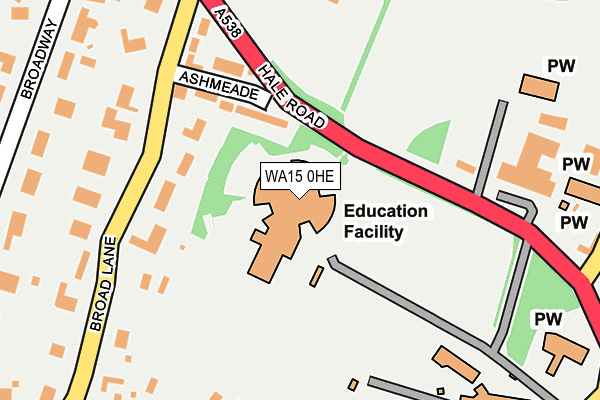 WA15 0HE map - OS OpenMap – Local (Ordnance Survey)