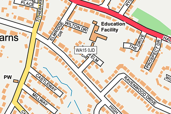 WA15 0JD map - OS OpenMap – Local (Ordnance Survey)