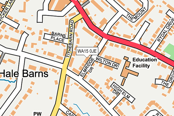 WA15 0JE map - OS OpenMap – Local (Ordnance Survey)