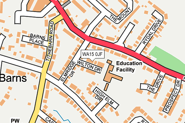 WA15 0JF map - OS OpenMap – Local (Ordnance Survey)