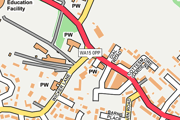 WA15 0PP map - OS OpenMap – Local (Ordnance Survey) WA15 0PP map - OS OpenMap – Local (Ordnance Survey)