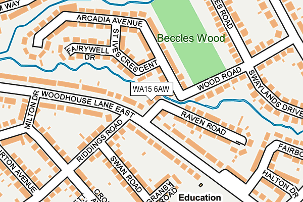WA15 6AW map - OS OpenMap – Local (Ordnance Survey) WA15 6AW map - OS OpenMap – Local (Ordnance Survey)