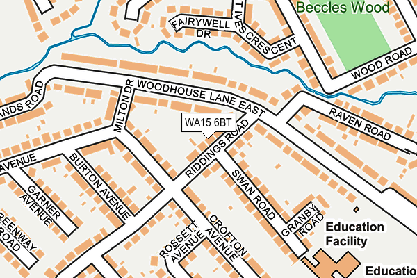 WA15 6BT map - OS OpenMap – Local (Ordnance Survey) WA15 6BT map - OS OpenMap – Local (Ordnance Survey)