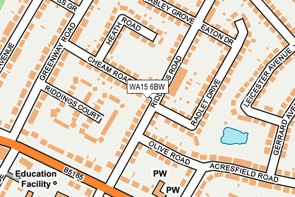 WA15 6BW map - OS OpenMap – Local (Ordnance Survey)