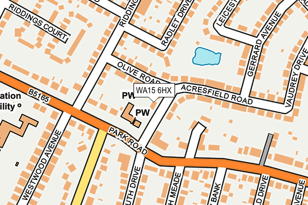 WA15 6HX map - OS OpenMap – Local (Ordnance Survey) WA15 6HX map - OS OpenMap – Local (Ordnance Survey)