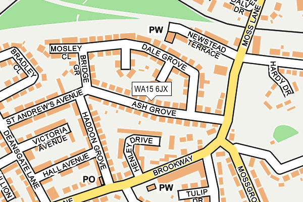 WA15 6JX map - OS OpenMap – Local (Ordnance Survey) WA15 6JX map - OS OpenMap – Local (Ordnance Survey)