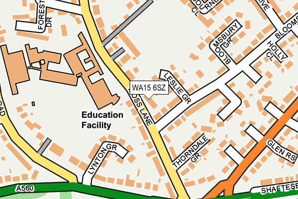 WA15 6SZ map - OS OpenMap – Local (Ordnance Survey)