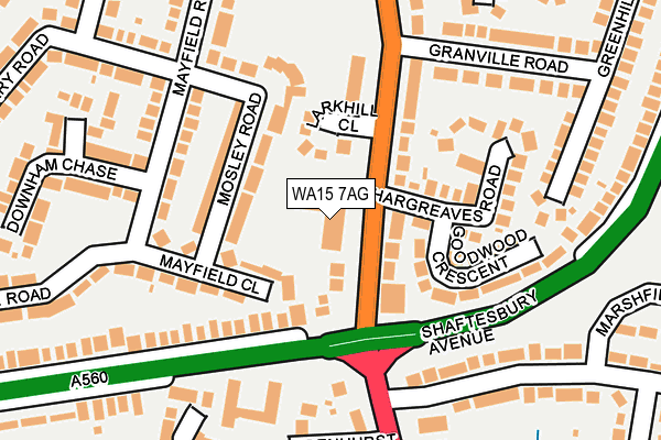 WA15 7AG map - OS OpenMap – Local (Ordnance Survey) WA15 7AG map - OS OpenMap – Local (Ordnance Survey)
