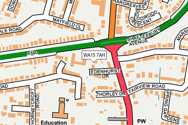 WA15 7AH map - OS OpenMap – Local (Ordnance Survey) WA15 7AH map - OS OpenMap – Local (Ordnance Survey)