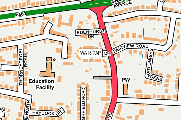 WA15 7AP map - OS OpenMap – Local (Ordnance Survey)
