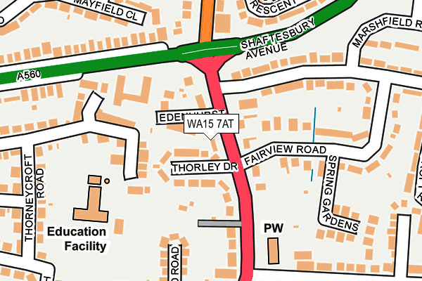 WA15 7AT map - OS OpenMap – Local (Ordnance Survey)