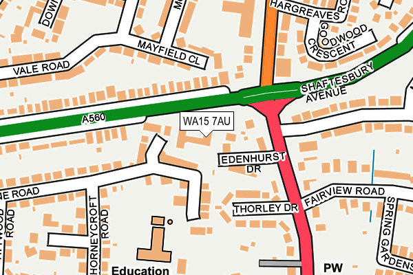 WA15 7AU map - OS OpenMap – Local (Ordnance Survey) WA15 7AU map - OS OpenMap – Local (Ordnance Survey)