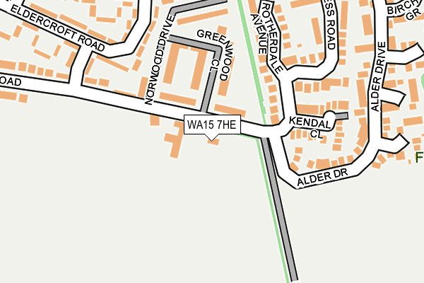 WA15 7HE map - OS OpenMap – Local (Ordnance Survey) WA15 7HE map - OS OpenMap – Local (Ordnance Survey)