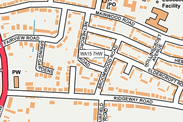 WA15 7HW map - OS OpenMap – Local (Ordnance Survey) WA15 7HW map - OS OpenMap – Local (Ordnance Survey)