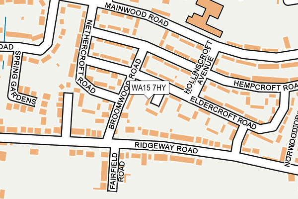 WA15 7HY map - OS OpenMap – Local (Ordnance Survey) WA15 7HY map - OS OpenMap – Local (Ordnance Survey)