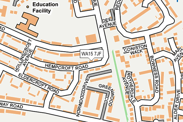 WA15 7JF map - OS OpenMap – Local (Ordnance Survey) WA15 7JF map - OS OpenMap – Local (Ordnance Survey)