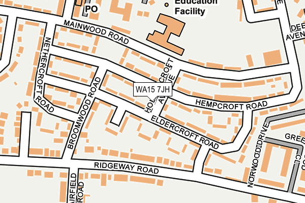 WA15 7JH map - OS OpenMap – Local (Ordnance Survey) WA15 7JH map - OS OpenMap – Local (Ordnance Survey)