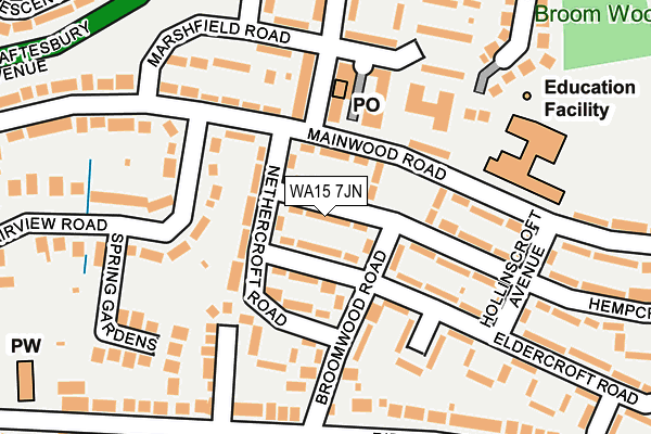 WA15 7JN map - OS OpenMap – Local (Ordnance Survey) WA15 7JN map - OS OpenMap – Local (Ordnance Survey)