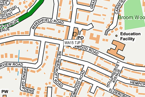 WA15 7JP map - OS OpenMap – Local (Ordnance Survey) WA15 7JP map - OS OpenMap – Local (Ordnance Survey)