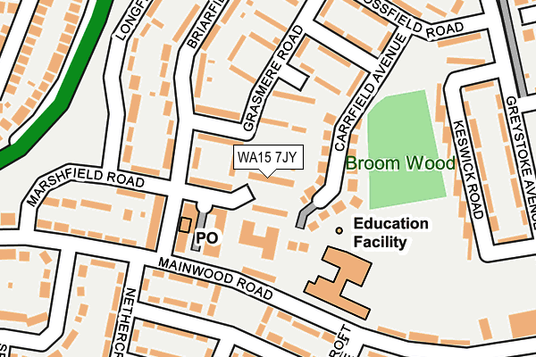 WA15 7JY map - OS OpenMap – Local (Ordnance Survey)