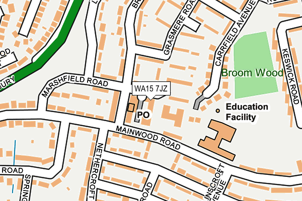 WA15 7JZ map - OS OpenMap – Local (Ordnance Survey)