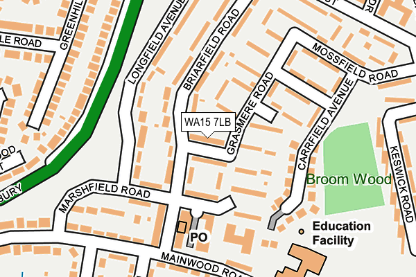WA15 7LB map - OS OpenMap – Local (Ordnance Survey)
