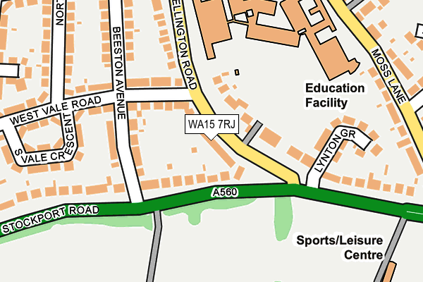 WA15 7RJ map - OS OpenMap – Local (Ordnance Survey)
