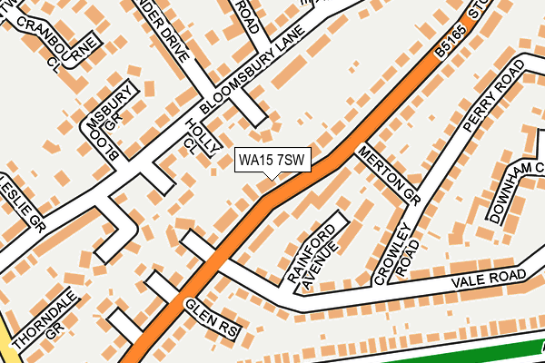 WA15 7SW map - OS OpenMap – Local (Ordnance Survey) WA15 7SW map - OS OpenMap – Local (Ordnance Survey)