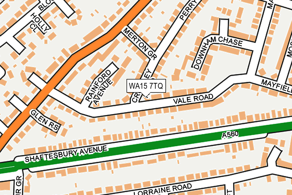 WA15 7TQ map - OS OpenMap – Local (Ordnance Survey) WA15 7TQ map - OS OpenMap – Local (Ordnance Survey)
