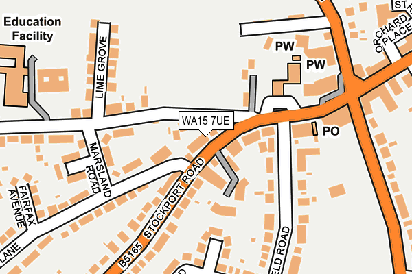 WA15 7UE map - OS OpenMap – Local (Ordnance Survey) WA15 7UE map - OS OpenMap – Local (Ordnance Survey)