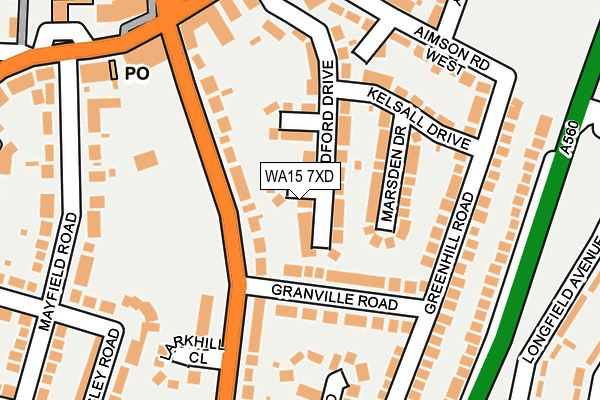 WA15 7XD map - OS OpenMap – Local (Ordnance Survey) WA15 7XD map - OS OpenMap – Local (Ordnance Survey)
