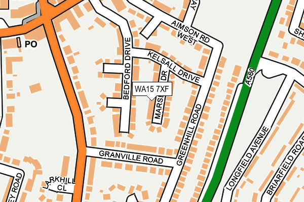 WA15 7XF map - OS OpenMap – Local (Ordnance Survey) WA15 7XF map - OS OpenMap – Local (Ordnance Survey)