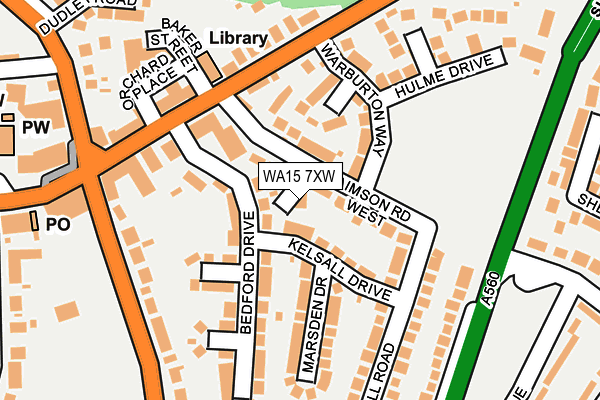 WA15 7XW map - OS OpenMap – Local (Ordnance Survey)