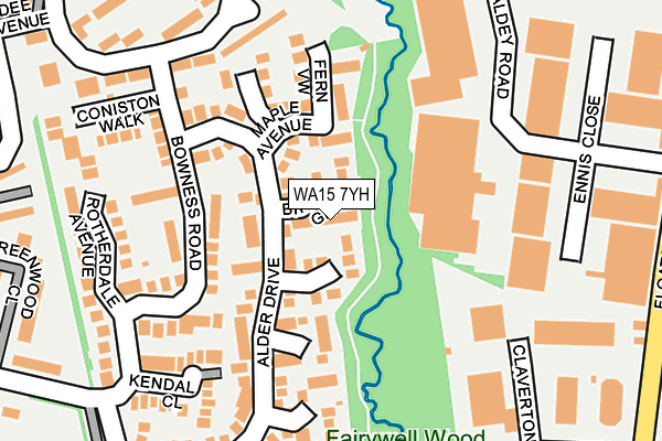 WA15 7YH map - OS OpenMap – Local (Ordnance Survey)