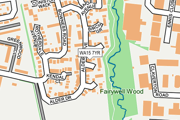 WA15 7YR map - OS OpenMap – Local (Ordnance Survey)