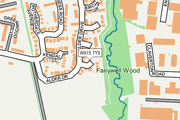 WA15 7YS map - OS OpenMap – Local (Ordnance Survey)