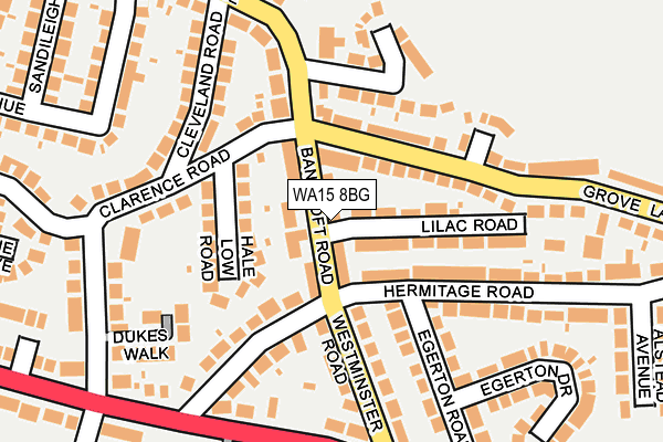WA15 8BG map - OS OpenMap – Local (Ordnance Survey) WA15 8BG map - OS OpenMap – Local (Ordnance Survey)