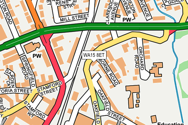 WA15 8ET map - OS OpenMap – Local (Ordnance Survey) WA15 8ET map - OS OpenMap – Local (Ordnance Survey)