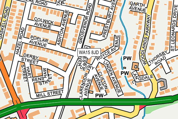 WA15 8JD map - OS OpenMap – Local (Ordnance Survey) WA15 8JD map - OS OpenMap – Local (Ordnance Survey)