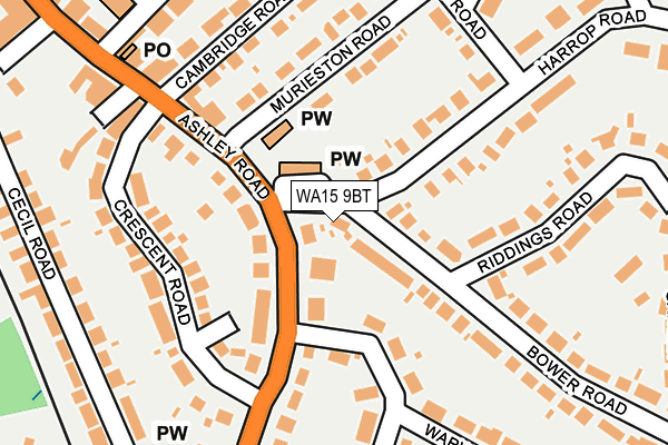 WA15 9BT map - OS OpenMap – Local (Ordnance Survey) WA15 9BT map - OS OpenMap – Local (Ordnance Survey)
