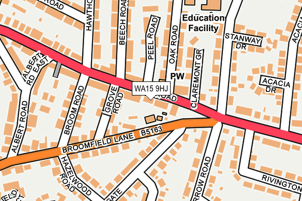 WA15 9HJ map - OS OpenMap – Local (Ordnance Survey) WA15 9HJ map - OS OpenMap – Local (Ordnance Survey)