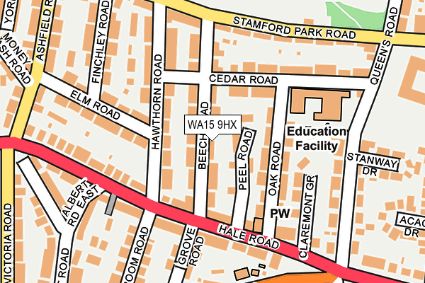 WA15 9HX map - OS OpenMap – Local (Ordnance Survey)