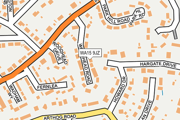 WA15 9JZ map - OS OpenMap – Local (Ordnance Survey) WA15 9JZ map - OS OpenMap – Local (Ordnance Survey)