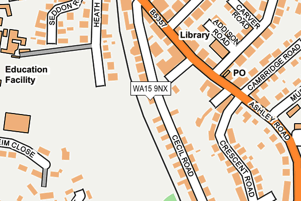 WA15 9NX map - OS OpenMap – Local (Ordnance Survey) WA15 9NX map - OS OpenMap – Local (Ordnance Survey)