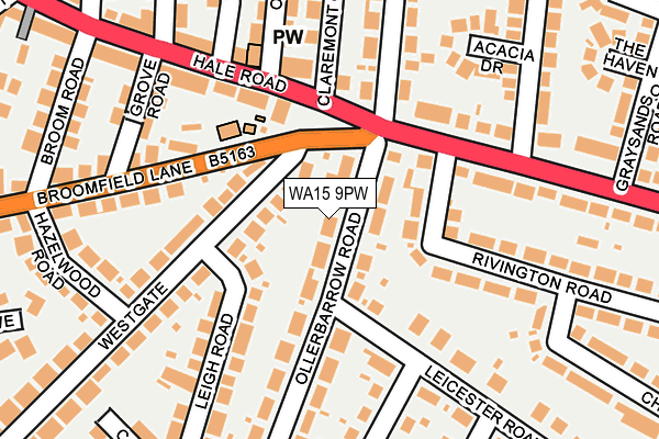 WA15 9PW map - OS OpenMap – Local (Ordnance Survey) WA15 9PW map - OS OpenMap – Local (Ordnance Survey)
