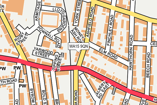 WA15 9QN map - OS OpenMap – Local (Ordnance Survey) WA15 9QN map - OS OpenMap – Local (Ordnance Survey)