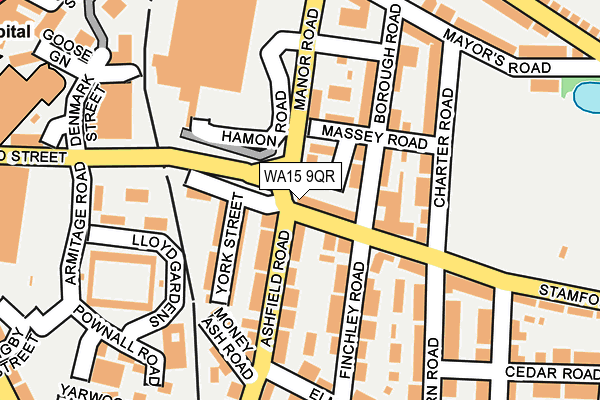 WA15 9QR map - OS OpenMap – Local (Ordnance Survey) WA15 9QR map - OS OpenMap – Local (Ordnance Survey)
