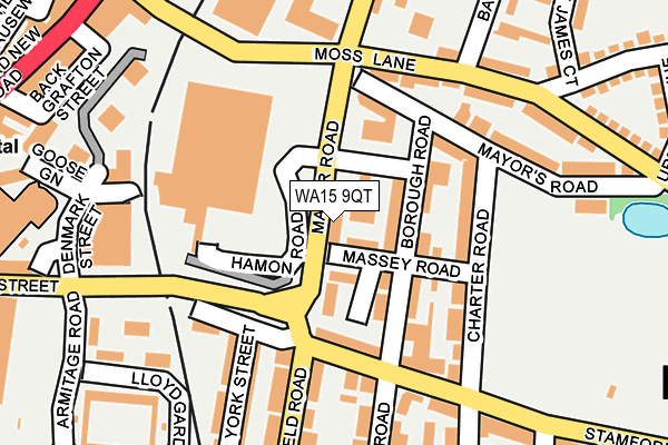 WA15 9QT map - OS OpenMap – Local (Ordnance Survey) WA15 9QT map - OS OpenMap – Local (Ordnance Survey)