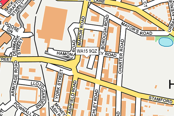 WA15 9QZ map - OS OpenMap – Local (Ordnance Survey) WA15 9QZ map - OS OpenMap – Local (Ordnance Survey)
